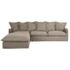 Canapé d'angle gauche convertible 6 places en lin épais beige ficelle